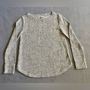 Loft Women’s Gray W/Black Speckles Round Neck Long Sleeve Sweater Size Small